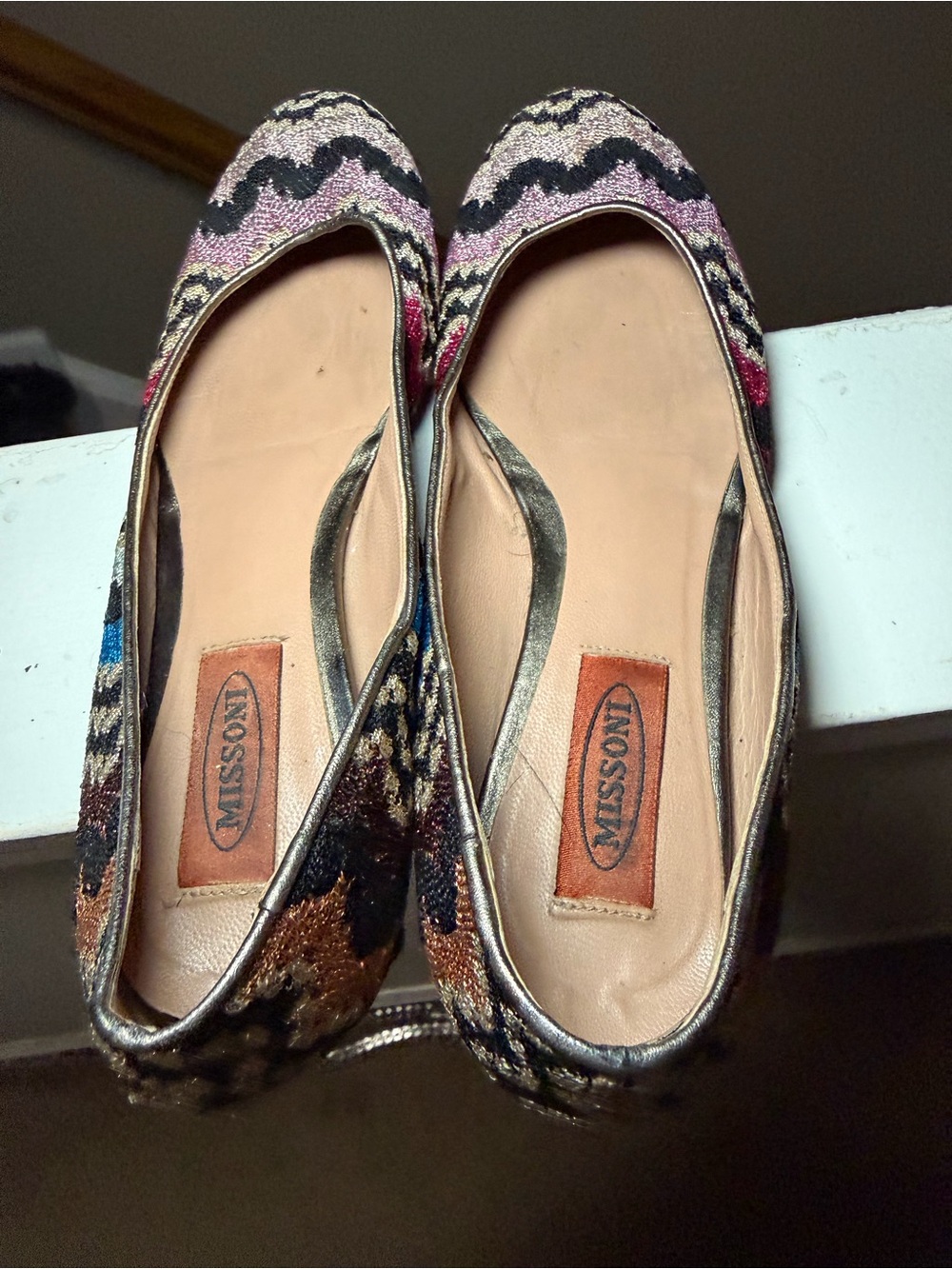 Missoni Multicolor Embroidered Flats in Pink, Black & Blue